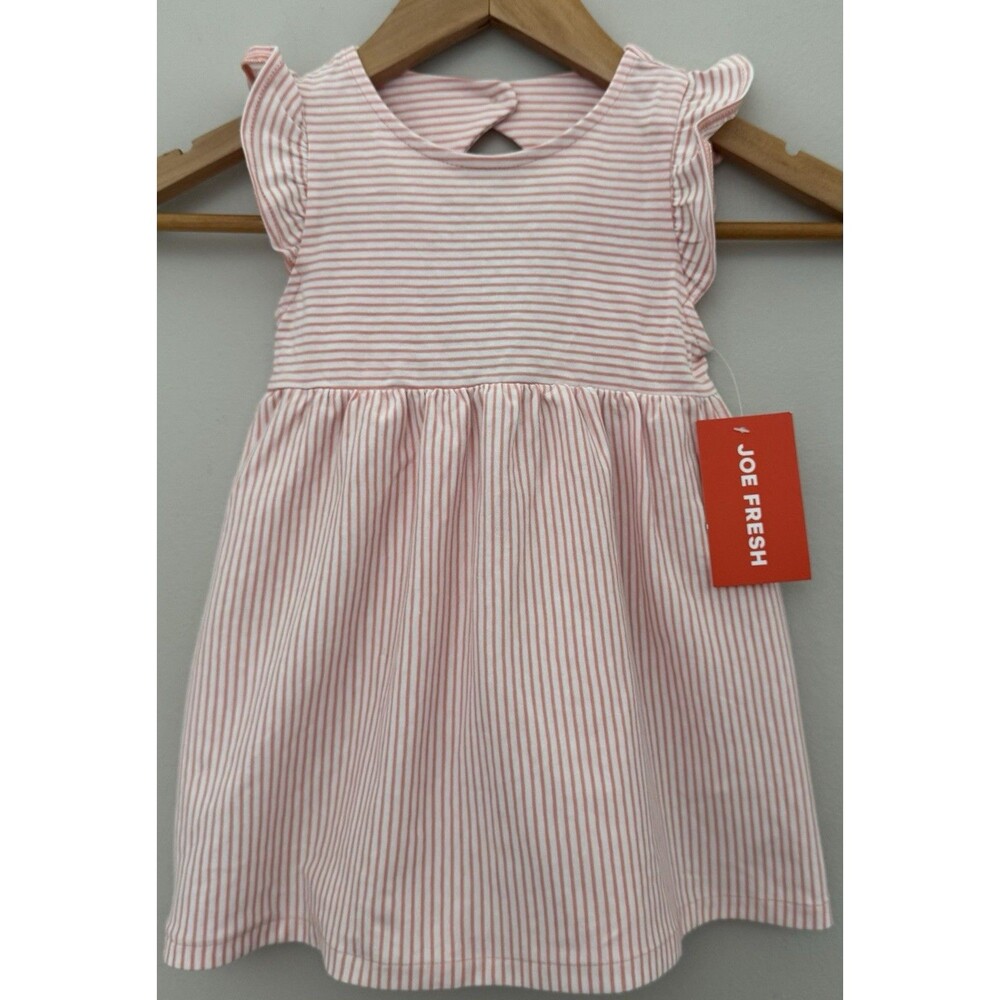 NWT's 18/24M Joe Fresh Baby Girl Summer Flutter Dress 100% Cotton Peach Striped